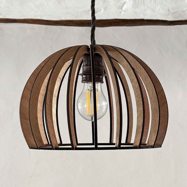 Lámpara madera láser semicírculo